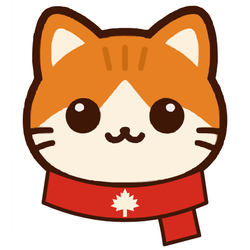 大加翻译的吉祥物：围着枫叶红围巾的橘猫